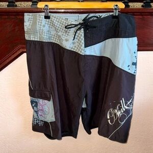 O’Neill Size 38 Y2K Gret Checkered Y2K Bro SoCal Surfer  Skater Board Shorts